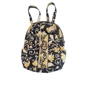 Vera Bradley Navy Blue and Orange Floral Paisley Quilted Stitch Backpack Vera Bradley Navy Blue Orange Vibrant Floral Paisley Quilted  main image 2